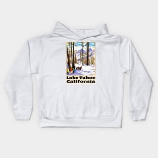 Ski Lake Tahoe Vintage California Skiing Kids Hoodie